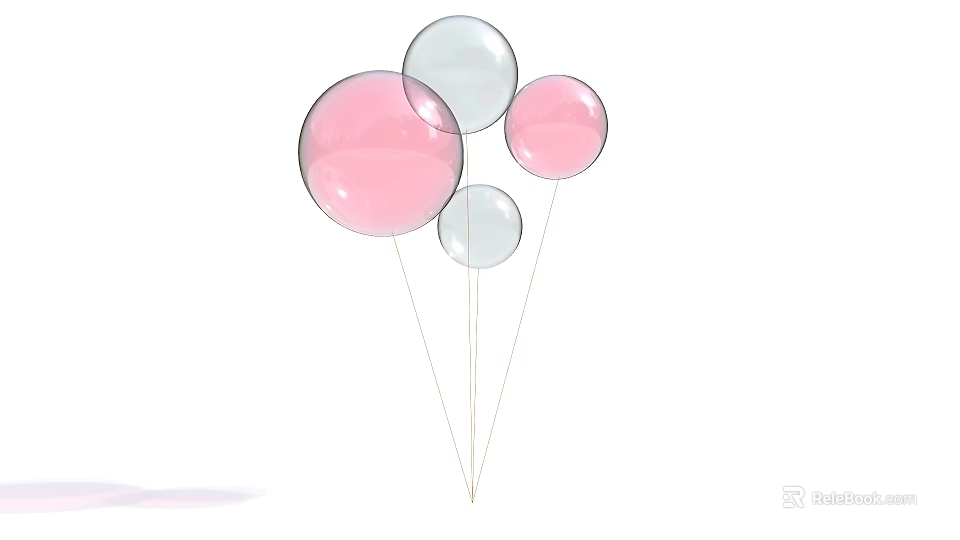 Inflatable Balloons in Pink and Transparent Colors for Party Decoration 3d model 