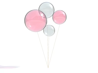 Inflatable Balloons in Pink and Transparent Colors for Party Decoration 3d model