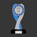 Transparent Melbourne Awards 2024 Trophy With Blue Silver Design And Black Base