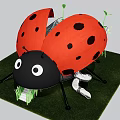 Ladybug Shaped Playground Equipment with Red Black Shell and White Slide for Kids on Grass