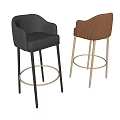 Modern Leather Bar Stools With Black And Brown Upholstery And Metal Frames