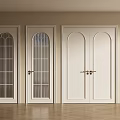 White Double Doors With Gold Handles In Interior Room With Wooden Floor