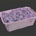 Fresh Blueberries In White Carton With Pink Stains On Dark Background