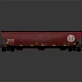 Red BNSF Freight Train Car With Metal Roof Design And White Logos