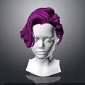 White Head Model With Facial Features And Stylish Pink Curly Short Hair