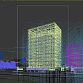Aerial Planning of Modern High Rise Building with Road Vehicles Pedestrians and Trees