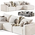 Modern Cozy Upholstered Double Sofa With Throw Pillows Soft Blankets And Various Neutral Fabric Colors
