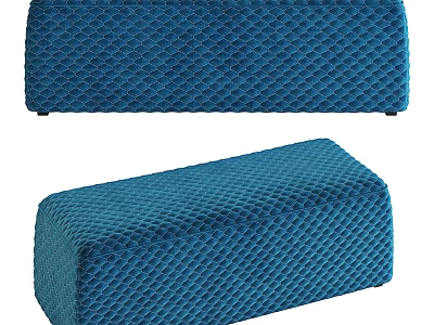 Two Blue Textured Ottoman Benches With Upholstered Mesh Design And Modern Style 3d model