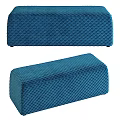 Two Blue Textured Ottoman Benches With Upholstered Mesh Design And Modern Style