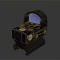 Tactical Weapon Sight With Black Body Blue Display Adjustment Knobs And Mounting Base