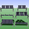 Metal Public Benches With Grid Design Seat And Backrest For Outdoor Public Spaces