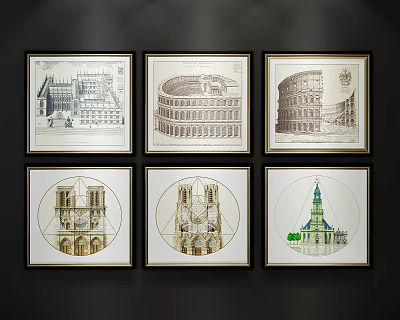 Jane European Landscape Painting Living Room Architectural Decorative Painting Hanging Painting 3d model