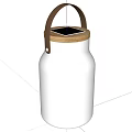White Ceramic Container with Wooden Lid and Leather Handle for Modern Home Storage