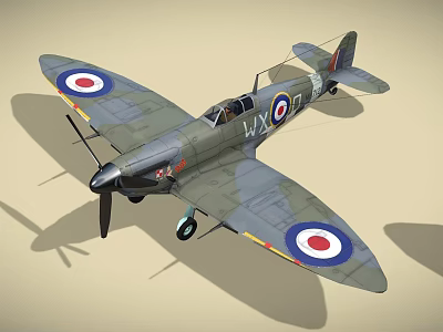 Vintage Military Fighter Plane With Roundels And WX T Markings On Wings 3d model