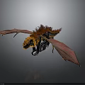 Fierce Dragon Creature With Fiery Red Scales And Extended Wings