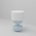 Modern Light Blue Table Lamp With Stacked Round Base And White Lampshade For Minimalist Decor