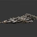 Natural Crushed Stones Pile With Irregular Shapes Against Dark Background