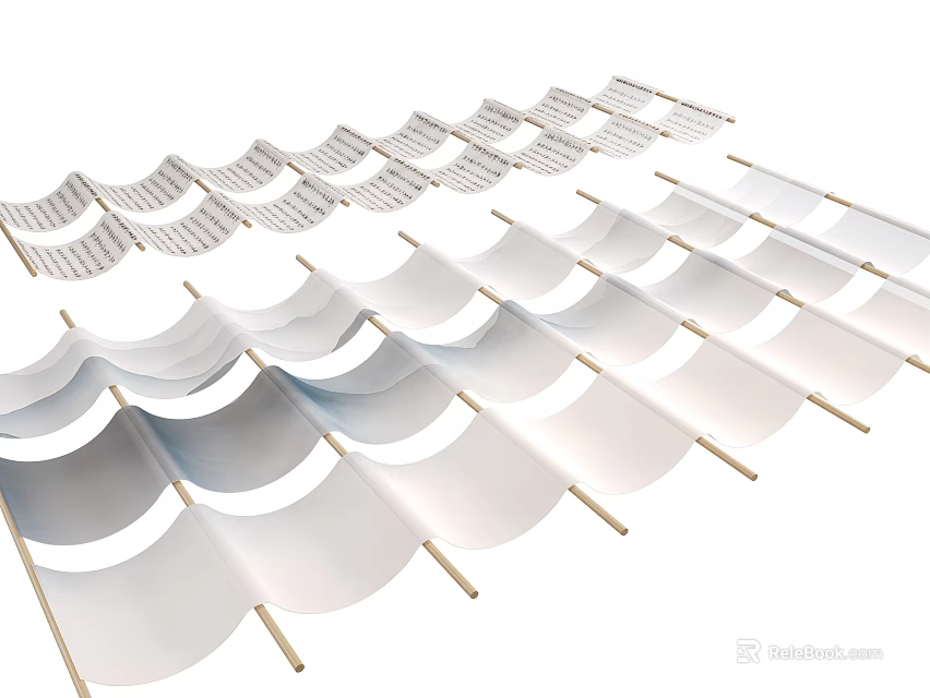 Lightweight White Ceiling Drapes with Wavy Design for Elegant Interior Decor 3d model