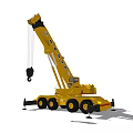 Yellow Mobile Crane Truck With Extended Boom Hook And Wheels