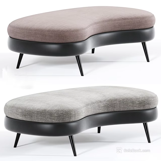 Modern Lazy Sofa In Light Brown And Gray With Black Metal Legs 3d model 