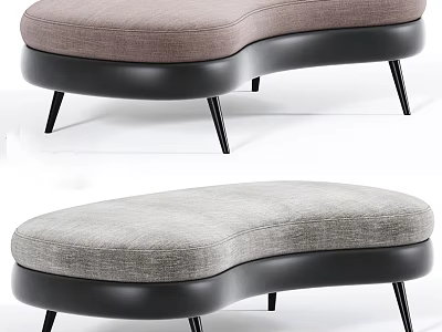 Modern Lazy Sofa In Light Brown And Gray With Black Metal Legs 3d model