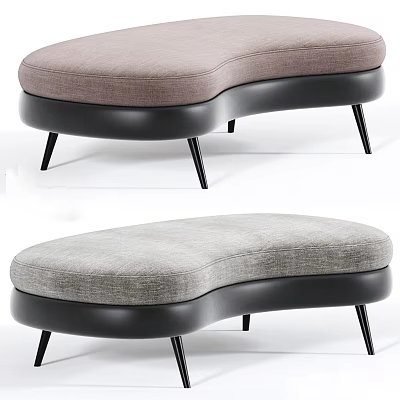 Modern Lazy Sofa In Light Brown And Gray With Black Metal Legs 3d model