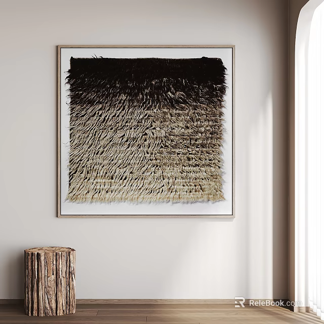 Square Textured Wall Art With Gradient Black To Beige Design And White Frame 3d model