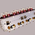 Industrial Engine Cylinder Head With Silver Body Red Springs And Gold Bolts Precision Mechanical Components
