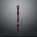 Red Decorative Sword With Intricate Hilt Shiny Blade And Blue Accents