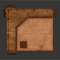 Realistic Two Story Building Model With Brick Walls Wooden Balcony Red Roof And Windows