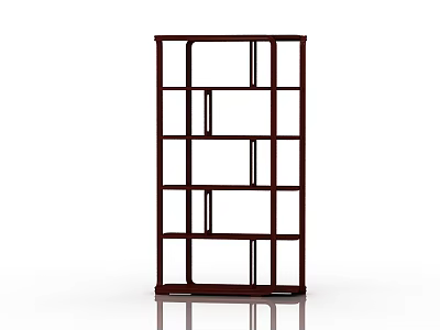 Modern Dark Wooden Multi Tiered Storage Shelf with Open Compartments Design 3d model
