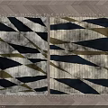 Square Rugs With Geometric Patterns Fringed Edges And Beige Black Gold Hues