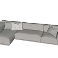 Modern Gray Sectional Sofa With Decorative Pillows For Living Room 3d model