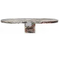 Modern Oval Coffee Table With Marbled Veined Surface And Sturdy Support Base 3d model