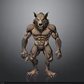 Muscular Werewolf Character With Wolf Head Humanoid Body And Furry Texture
