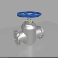 Heavy Duty Silver Valve With Blue Handwheel And Flanged End Connections