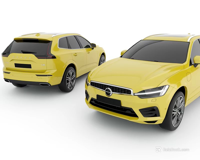 Yellow Volvo SUV Exterior Design With Two Vehicles And Modern Features 3d model 