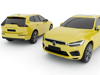 Yellow Volvo SUV Exterior Design With Two Vehicles And Modern Features 3d model