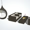 Stylish Woven Hanging Chair With Outdoor Sofa Set And Coffee Table
