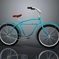 Turquoise Vintage Bicycle With Red Leather Seat White Wall Tires And Chrome Handlebar Design