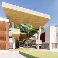 Modern School Buildings with Multiple Structures Lush Greenery and Open Campus Spaces