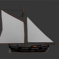 Wooden Boat Model With White Sails Italian Flag And Red Blue Hull Display Design