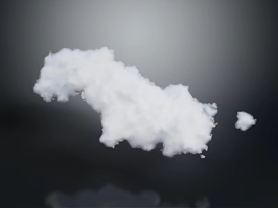Floating Soft White Cloud Formation Against Dark Background With Smooth Reflection 3d model