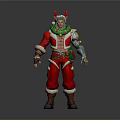 Christmas Themed Horned Creature Character In Red Outfit With Mechanical Arm