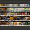 Vibrant Colored Canned Foods Arranged On Retail Shelf For Customer Viewing