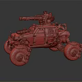 Modified Armored Off Road Vehicle With Mounted Weapon And Large Wheels