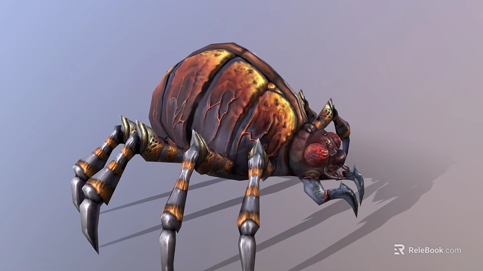 Giant Insect Creature With Metallic Brown Gold Exoskeleton And Spiked Legs 3d model 