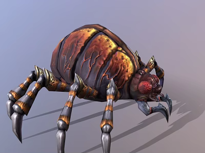 Giant Insect Creature With Metallic Brown Gold Exoskeleton And Spiked Legs 3d model