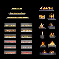 Various Modern Fireplace Designs With Different Flame Effects For Interior Decor 3d model
