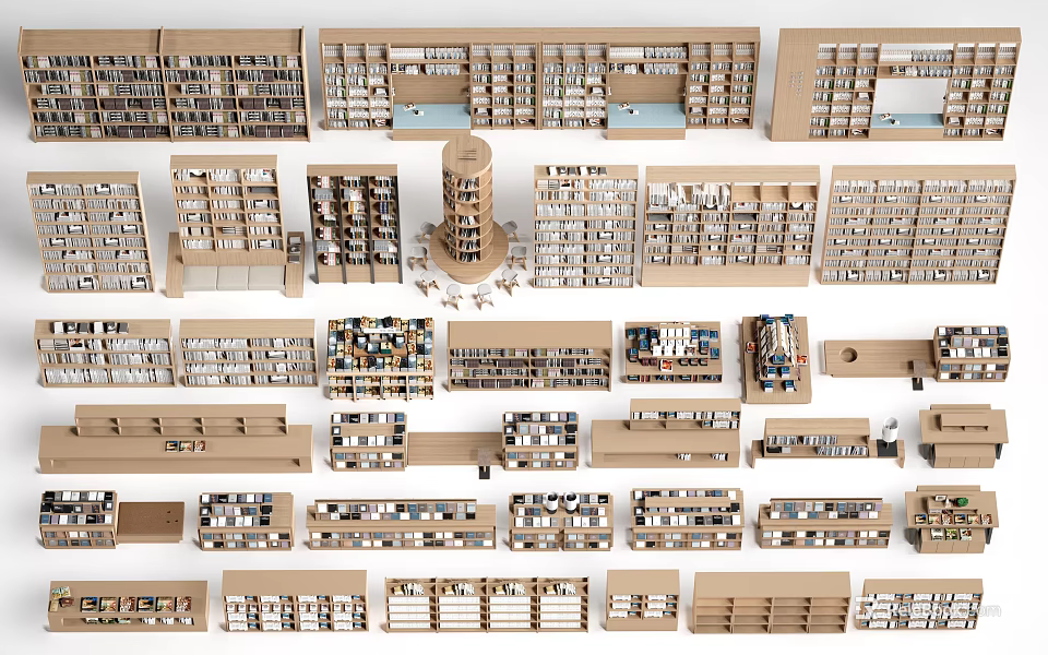 Various Display Shelves with Multi Tiered Structures and Modular Designs for Retail Stores 3d model 